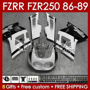 Cuerpo OEM para YAMAHA FZR250R FZR250RR FZR-250R 86-89 Carrocería 142No.126 FZRR FZR 250R 250RR FZR-250 1986 1987 1988 1989 FZR250 FZR 250 R RR 86 87 88 89 Carenado gris brillante