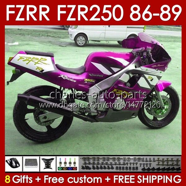 Corps OEM pour YAMAHA FZR250R FZR250RR FZR-250R 86-89 Carrosserie 142No.111 FZRR FZR 250R 250RR FZR-250 1986 1987 1988 1989 FZR250 FZR 250 R RR 86 87 88 89 Carénage rose blanc