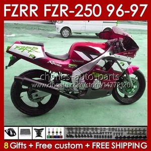 Cuerpo OEM para Yamaha FZR250RR FZR250-R FZR-250R FZR250R 96-97 Cuerpo 144NO.112 FZR-250 FZR250 R RR 1996 1997 FZRR FZR 250R 250RR FZR 250 RR RR 96 97 Metal Red Blk