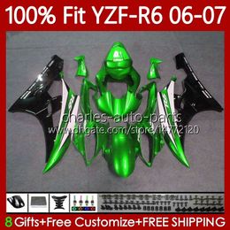 Injection Glossy Green Mold Lichaam voor Yamaha YZF R 6 600 CC YZF-R6 YZF600 2006-2007 Moto Carrosserie 98NO.128 YZF R6 600CC YZFR6 06 07 YZF-600 2006 2007 OEM Fairing Kit 100% Fit