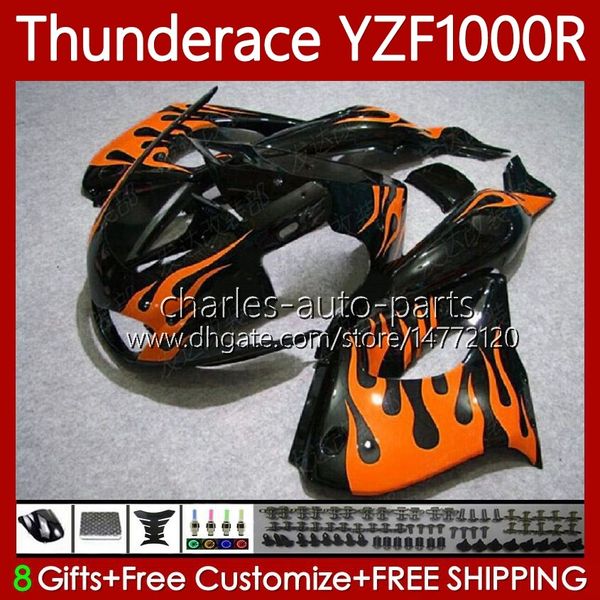 Corps OEM pour Yamaha YZF1000R Thunderace YZF 1000R 1000 R 96-07 Carrosserie 87No.150 ZF-1000R 96 97 98 99 00 01 Flammes orange YZF1000-R 02 03 04 05 06 07 1996 2007 Kit de carénage