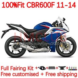 Kit de carrocería OEM para HONDA CBR 600 F 600F C CBR600 F F4i 11-14 años Carrocería 139No.9 CBR600F 11 12 13 14 CBR600F4i 2011 2012 2013 2014 Molde de inyección Carenados azul blanco