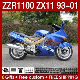 OEM Body Kit voor Kawasaki Ninja ZX-11 R ZZR1100 93-01 ZX 11 R 11R ZX11R 93 94 95 95 96 01 165NO.110 ZX11 R Blue Stock ZZR-1100 ZZR 1100 CC ZX-11R 1997 1998 1999 1998 1999