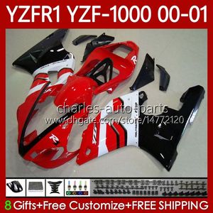 Kit de carrosserie OEM pour YAMAHA YZF-1000 YZF-R1 YZF 1000 CC R 1 2000 2001 2002 2003 Carrosserie 83No.120 YZF Rouge noir R1 1000CC 00-03 YZF1000 YZFR1 00 01 02 03 Carénage de moto