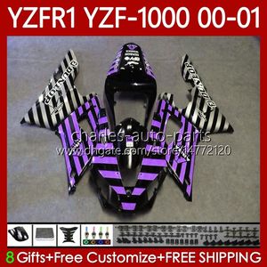 Kit de corps d'OEM pour Yamaha YZF-1000 YZF-R1 YZF 1000 CC R 1 2000 2001 2002 2003 Bodywork 83NO.140 YZF Purple BLK R1 1000CC 00-03 YZF1000 YZFR1 00 01 02 03 Catériel de la moto