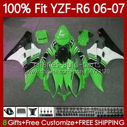 Kit de corps OEM pour Yamaha Yzf R 6 600 CC YZF600 YZF-R6 2006 Moto Bodywork 98NO.98 YZF R6 YZF-600 2006-2007 600CC Vert Noir Yzfr6 06 07 Moule d'injection Catériel 100% FIT