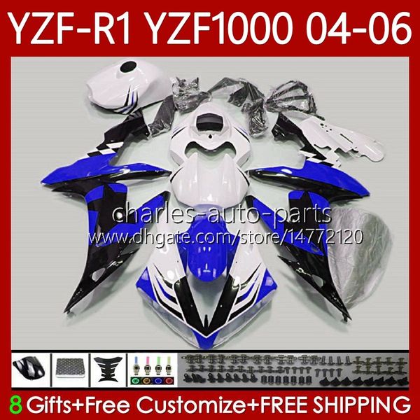 Kit de carrosserie OEM pour YAMAHA YZF-R1 YZF1000 YZF R 1 1000CC 2004 2005 2006 Carrosserie 89No.132 YZF R1 1000 CC YZFR1 04 05 06 YZF-1000 Blue Stars 2004-2006 Carénages de moto