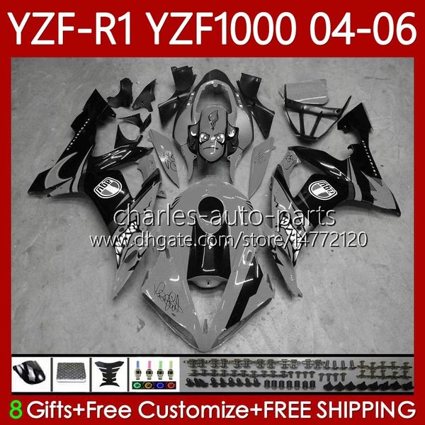 Kit de carrosserie OEM pour YAMAHA YZF-R1 YZF1000 YZF R 1 1000CC Grey Shark 2004 2005 2006 Carrosserie 89No.165 YZF R1 1000 CC YZFR1 04 05 06 YZF-1000 2004-2006 Moto Shark