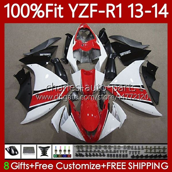 Kit de carrosserie OEM pour YAMAHA YZF-R1 YZF1000 YZF R 1 2013-2014 Blanc rouge blk MOTO Carrosserie 97No.83 YZF R1 1000 CC 2013 2014 1000CC YZF-1000 YZFR1 13 14 Carénage de moulage par injection