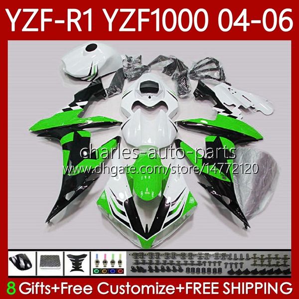 Kit de carrosserie OEM pour Yamaha YZF-R1 YZF1000 YZF R 1 1000CC Green Stars 2004 2005 2006 Carrosserie 89No.133 YZF R1 1000 CC YZFR1 04 05 06 YZF-1000 2004-2006 Carénages de moto