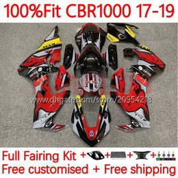 Corps + réservoir OEM pour HONDA CBR 1000 CBR1000 RR CC 1000CC 17-19 Carrosserie 13No.77 CBR1000CC CBR1000RR 17 18 19 CBR 1000RR 2017 2018 2019 Carénage de moulage par injection rouge jaune