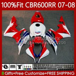 OEM-bodys voor Honda CBR 600 RR CC F5 600CC 2007 2008 Carrosserie 70NO.109 CBR600 RR CBR 600RR 600F5 CBR600RR 07 08 CBR600F5 2007-2008 Injectie Mold Backings White Red