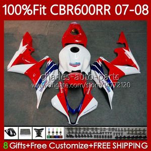 OEM-bodys voor Honda CBR 600 RR CC F5 600CC 2007 2008 Carrosserie 70NO.109 CBR600 RR CBR 600RR 600F5 CBR600RR 07 08 CBR600F5 2007-2008 Injectie Mold Backings White Red