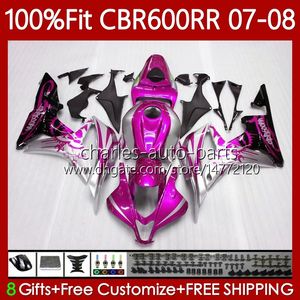 Cuerpos OEM para HONDA CBR 600 RR CC F5 Rose plateado 600CC 2007 2008 Carrocería 70No.131 CBR600 RR CBR 600RR 600F5 CBR600RR 07 08 CBR600F5 2007-2008 Molde de inyección Carenados