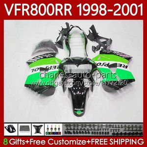 Cuerpos OEM para HONDA VFR 800RR 800 CC RR Interceptor 1998-2001 128No.173 VFR-800 VFR800 RR VFR800RR Repsol Green 98 99 00 01 800CC VFR800R 1998 1999 2000 2001 Kit de carenado