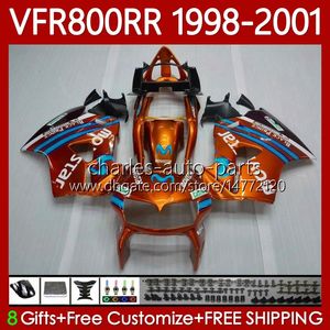 Corps OEM pour HONDA VFR 800RR 800 CC RR Interceptor 1998-2001 128No.137 VFR-800 VFR800 RR VFR800RR 98 99 00 01 800CC VFR800R Hot Orange 1998 1999 2000 2001 Kit de carénage