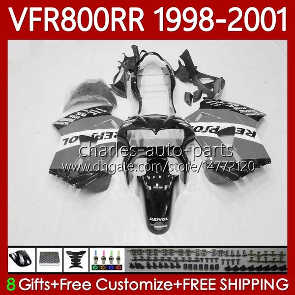 Cuerpos OEM para HONDA VFR 800RR 800 CC RR Interceptor 1998-2001 128No.176 VFR-800 VFR800 RR VFR800RR 98 99 00 01 800CC VFR800R Repsol Grey 1998 1999 2000 2001 Kit de carenado