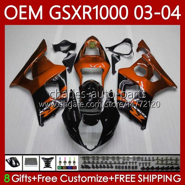 Corps OEM pour SUZUKI GSXR1000 K3 GSXR 1000 CC 03-04 Carrosserie 67No.135 GSXR-1000 K 3 GSX R1000 2003 2004 Orange noir GSX-R1000 1000CC 03 04 Moule d'injection Carénage 100% Fit