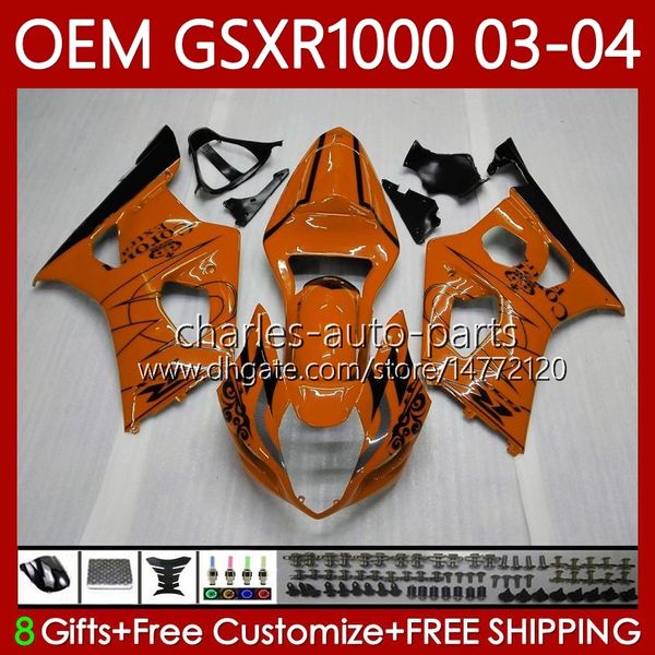 Corps OEM Pour SUZUKI GSXR1000 Orange noir K3 GSXR 1000 CC 03-04 Carrosserie 67No.124 GSXR-1000 K 3 GSX R1000 2003 2004 GSX-R1000 1000CC 03 04 Carénage de moulage par injection 100% Fit