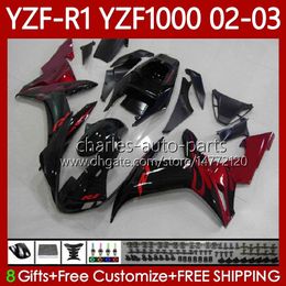 Corps OEM pour YAMAHA YZF R 1 1000 CC YZF-1000 YZF-R1 2002 2003 2000 2001 Carrosserie 90No.92 YZF R1 1000CC 2000-2003 YZF1000 YZFR1 02 03 00 01 Flammes rouges Carénage de moto