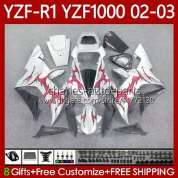 Cuerpos OEM para YAMAHA YZF R 1 1000 CC YZF-1000 YZF-R1 2002 2003 2000 2001 Carrocería 90No.85 YZF R1 1000CC 2000-2003 YZF1000 YZFR1 02 03 00 01 Carenado de motocicleta de llamas rojas