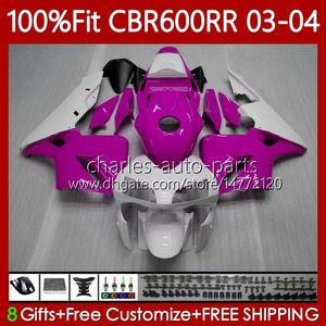 Carrosserie OEM pour HONDA CBR 600CC 600RR 600F5 03-04 Corps 71No.125 CBR600F5 Rose blanc CBR 600 RR F5 CC 2003 2004 CBR-600 CBR600 RR CBR600RR 03 04 Carénage de moulage par injection