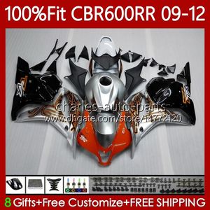 OEM Carrosserie voor Honda CBR600 CBR 600 F5 RR CC Oranje Zilver 2009-2012 Body 69NO.136 CBR 600RR 600F5 2009 2010 2011 2012 600CC CBR600RR 09 10 11 12 Injectie Mold Fairing