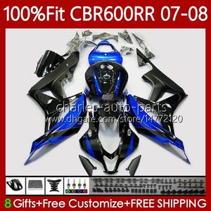 Carrosserie OEM pour HONDA CBR600 RR F 5 CBR 600RR 2007-2008 Corps 70No.157 CBR 600 RR Noir bleu CC F5 600CC CBR600RR 07 08 600F5 CBR600F5 2007 2008 Carénage de moulage par injection