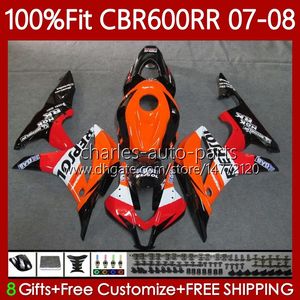 Carrocería OEM para HONDA CBR600 RR F 5 CBR 600RR 2007-2008 Cuerpo 70No.163 CBR 600 RR Repsol Hot CC F5 600CC CBR600RR 07 08 600F5 CBR600F5 2007 2008 Molde de inyección Carenado