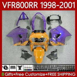 Carrosserie OEM pour HONDA VFR800RR Interceptor VFR 800RR 800 CC RR 1998-2001 128No.111 VFR-800 800CC VFR800R 1998 1999 2000 2001 VFR800 RR 98 99 00 01 Carénage Violet Nouveau