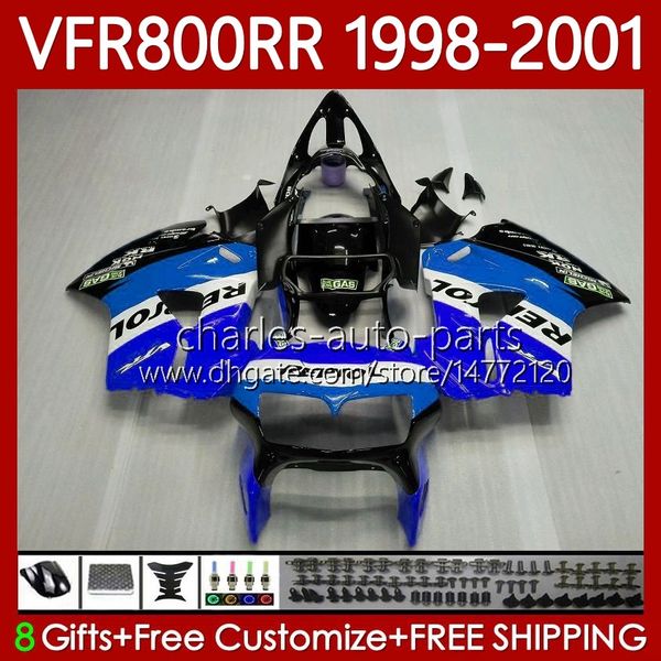 Carrosserie OEM pour HONDA VFR800RR Interceptor VFR 800RR 800 CC RR Bleu Repsol 1998-2001 128No.130 VFR-800 800CC VFR800R 1998 1999 2000 2001 VFR800 RR 98 99 00 01 Carénage