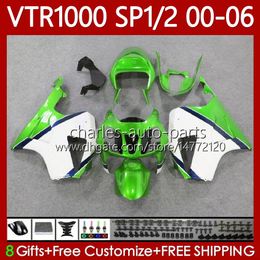 Carrocería OEM para HONDA VTR RTV 1000 RC51 00-06 Bodys 123No.125 SP1 SP2 VTR1000 RTV1000 00 01 02 03 Verde azul blanco 2004 2005 2006 VTR-1000 2000 2001 2002 2003 04 05 06 Carenado