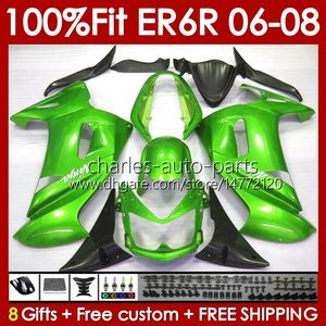 Bodywork OEM pour Kawasaki Ninja ER6 650 R ER 6 F 650R ER-6F 2006 2007 2008 Body 139No.125 ER 6F 650-R Cadre ER6F 06 07 08 650R-ER6F 06-08 Moule d'injection Fondule Green Stock Green Green