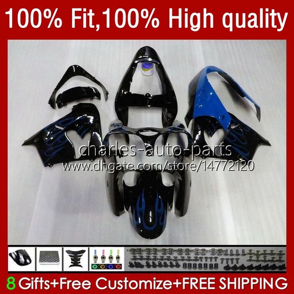 Carrocería OEM para KAWASAKI NINJA ZX900 900CC ZX-9R Body Blue Flames Kit 25No.98 ZX9 9 R ZX 9R 900 CC 1998-2003 ZX-900 2000 2001 2002 2003 ZX9R 00 01 02 03 Carenado de inyección