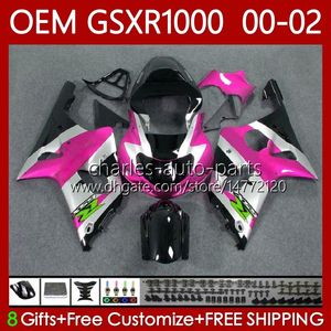 Bodywork OEM pour Suzuki K2 Silver rose GSX R1000 GSXR 1000 CC 2001 2002 2002 Body 62NO.101 GSXR1000 GSX-R1000 01-02