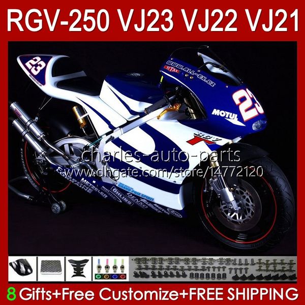 Carrosserie OEM pour SUZUKI RGVT RGV 250 CC RGV250 SAPC VJ23 Capot pas bleu course RGV-250CC Corps 107HC.118 RGVT-250 VJ 23 RGV-250 Panneau 97 98 RVG250 250CC 1997 1998 Kit de carénage