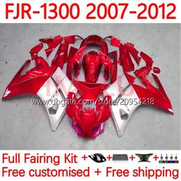 OEM Carrosserie Voor YAMAHA FJR-1300 FJR 1300 EEN CC FJR1300A 01-12 Moto Bodys 37No.67 FJR1300 07 08 09 10 11 12 FJR-1300A 2007 2008 2009 2010 2011 2012 Kuip Kit rood zilver