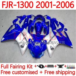 OEM Carrosserie Voor YAMAHA FJR-1300 FJR 1300 EEN CC FJR1300A 01-06 Moto Bodys 36No.1 FJR1300 01 02 03 04 05 06 FJR-1300A 2001 2002 2003 2004 2005 2006 Kuip Kit blauw zilver