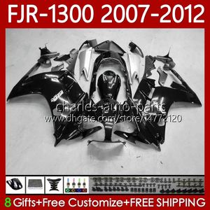 Carrosserie OEM pour YAMAHA FJR-1300 FJR 1300 A CC FJR1300A 01-12 Bodys de moto en métal noir 108No.24 FJR1300 07 08 09 10 11 12 FJR-1300A 2007 2008 2009 2010 2011 2012 Kit de carénage