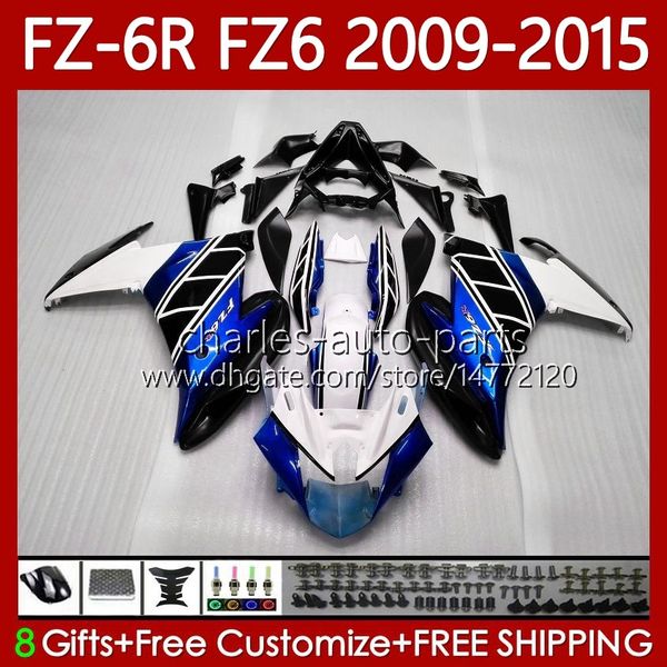 Carrosserie OEM pour YAMAHA FZ600 FZ 6R 6N 6 FZ6 R N 600 2009-2015 Corps 103No.204 FZ6R FZ6N FZ-6R 09 10 11 12 13 14 15 Bleu noir blanc FZ-6N 2009 2010 2011 2012 2013 2014 Carénage 2015