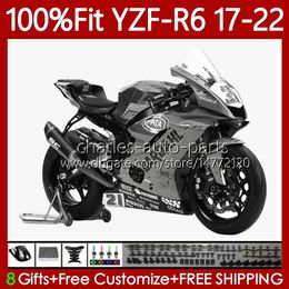 Carrocería OEM para YAMAHA Gris metálico YZF R6 R 6 600 CC YZF-600 YZF-R6 2017-2022 Cuerpo 119No.156 YZF600 2017 2018 2019 2020 2021 2022 YZFR6 17 18 19 20 21 22 Carenados de inyección