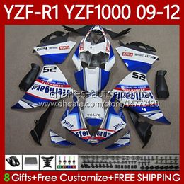 Carrocería OEM para YAMAHA YZF R1 1000 CC YZF1000 YZF-R1 Blanco azul blk 2009 2010 2011 2012 MOTO Bodys 92No.72 YZF-1000 YZF R 1 1000CC 2009-2012 YZFR1 09 10 11 12 Kit de carenado