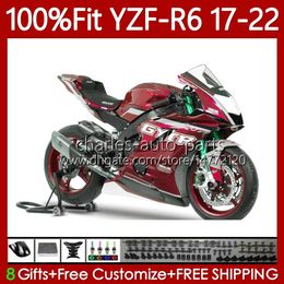 Carrocería OEM para YAMAHA YZF R6 R 6 600 CC YZF-600 YZF-R6 2017-2022 Cuerpo 119No.141 YZF600 2017 2018 2019 2020 2021 2022 Vino rojo YZFR6 17 18 19 20 21 22 Carenados de inyección