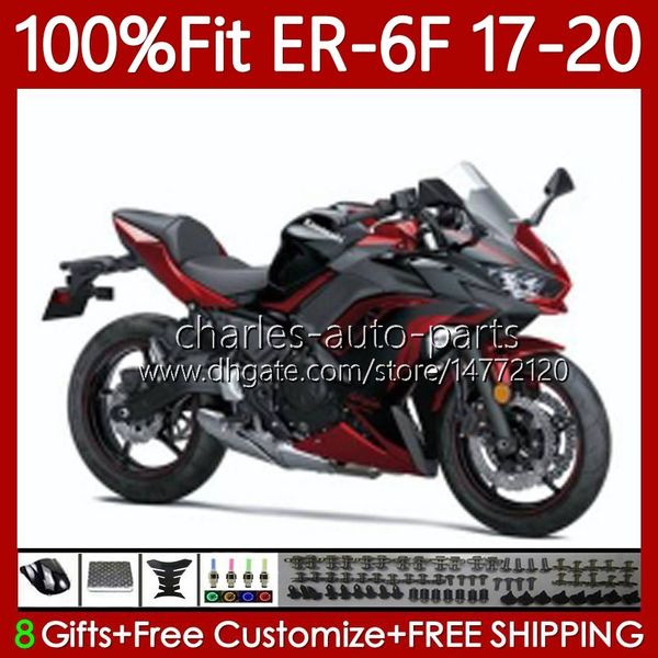 Kit de carrosserie OEM pour KAWASAKI NINJA 650R ER-6F ER6 F ER 6F 650 Vin Rouge R 2017 2018 2019 2020 Corps 137No.81 650-R 2017-2020 ER6-F ER6F 17 18 19 20 Carénage de moulage par injection