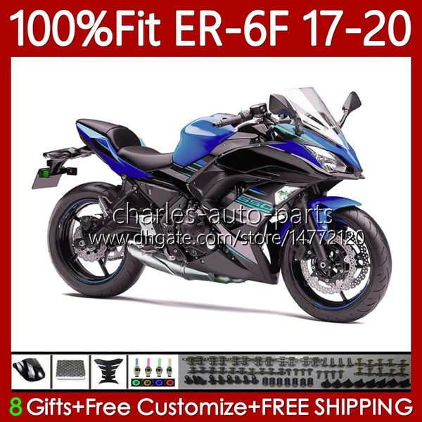 Kit de carrosserie OEM pour Kawasaki Ninja 650r Er-6f ER6 F ER 6F 650 R 2017 2018 2019 2020 Body 137No.69 650-R BLUE BLACK 2017-2020 ER6-F ER6F 17 18 19 20 FAIRATION DE MOLES D'INJECTION