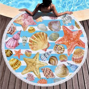 Toalla de playa redonda de microfibra con diseños personalizados OEM, toallas de baño de ducha gruesas del mundo submarino, esterilla de Yoga circular de natación de verano de 150cm RRD7314