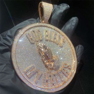 OEM Custom Hip Hop Mannen Sieraden Iced Out Disc D Kleur Moissanite Sier Vergulde VVS Diamond Gepersonaliseerde Hanger