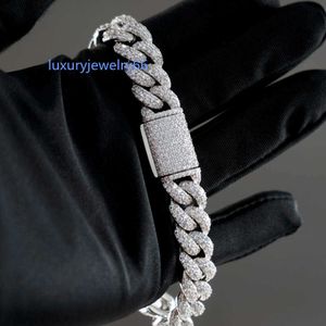 Collier Hip Hop personnalisé Oem glacé en argent 925, chaîne cubaine en Moissanite, Bracelet en diamant de 12mm, chaîne plaquée or 18 carats, bijoux pour hommes