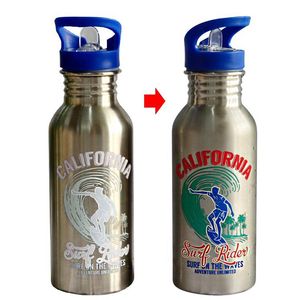 Logo OEM personalizada 17 oz botella de aluminio de agua del deporte libre de BPA Gradiente Escalada Correr portátil frasco con tapa
