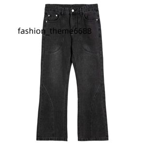 OEM personnalisé hommes coton lourd jambe large Baggy jean noir blanc Denim empilé botte coupe jean fermeture éclair jean évasé pantalon pour hommes